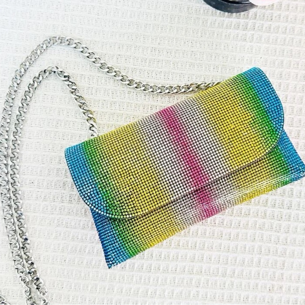 Rainbow rhinestone clutch/crossbody